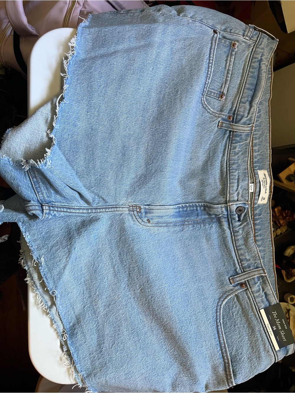 Abercrombie & Fitch Light Blue High-Waist Denim Shorts